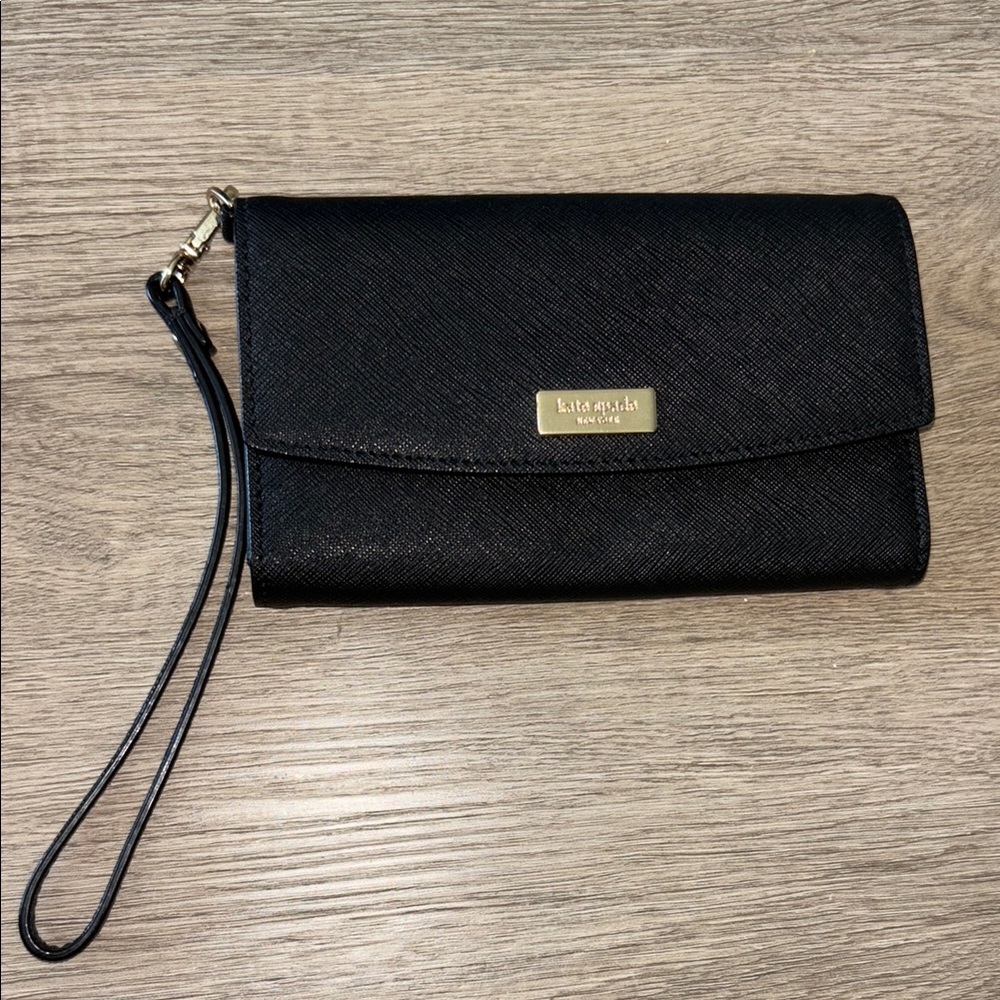 Kate Spade Black Laurel Way phone wristlet